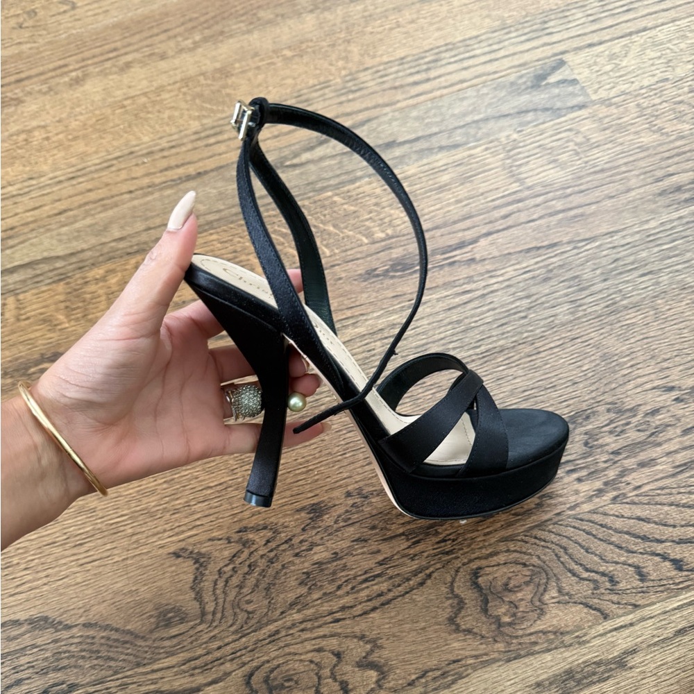 Dior Black Heels Sophisticated Style Tribales Black Satin Sandal😍 - Picture 3 of 6